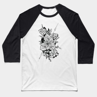 Flower Line Art Baseball T-Shirt